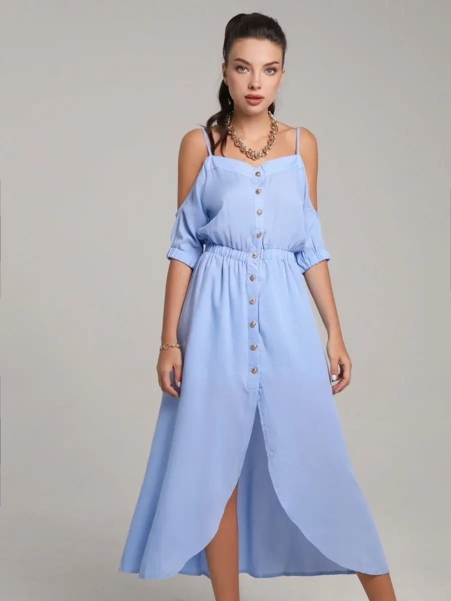 Голубое платье летнее нарядное
