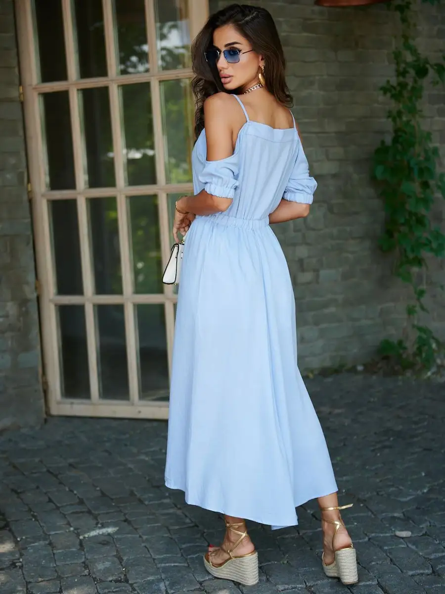 Голубое платье летнее нарядное