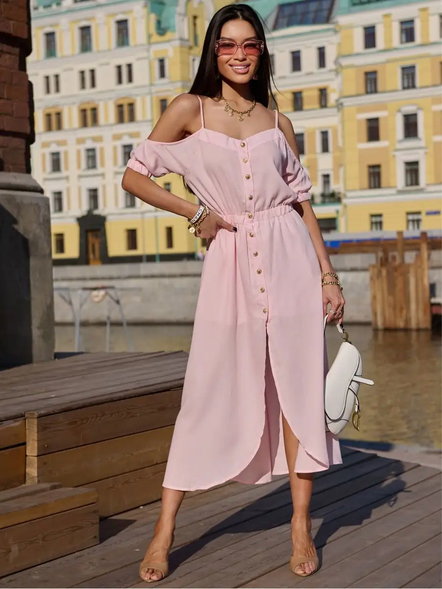 Розовое платье летнее нарядное