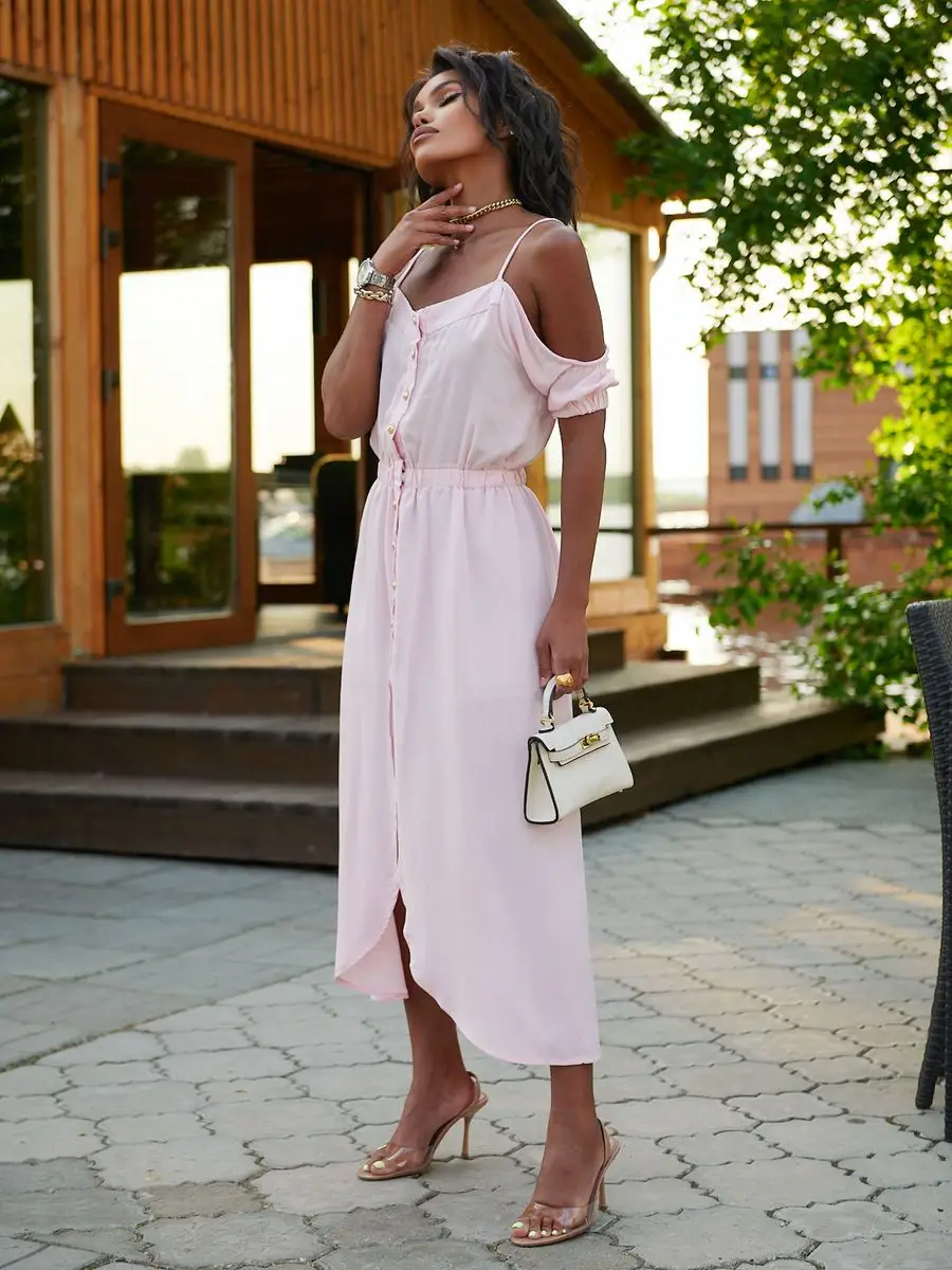 Розовое платье летнее нарядное