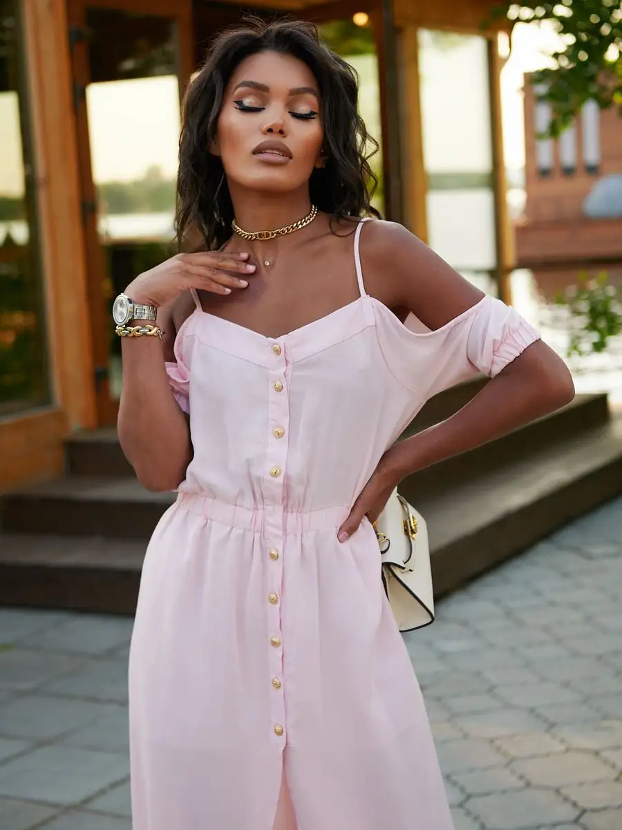 Розовое платье летнее нарядное