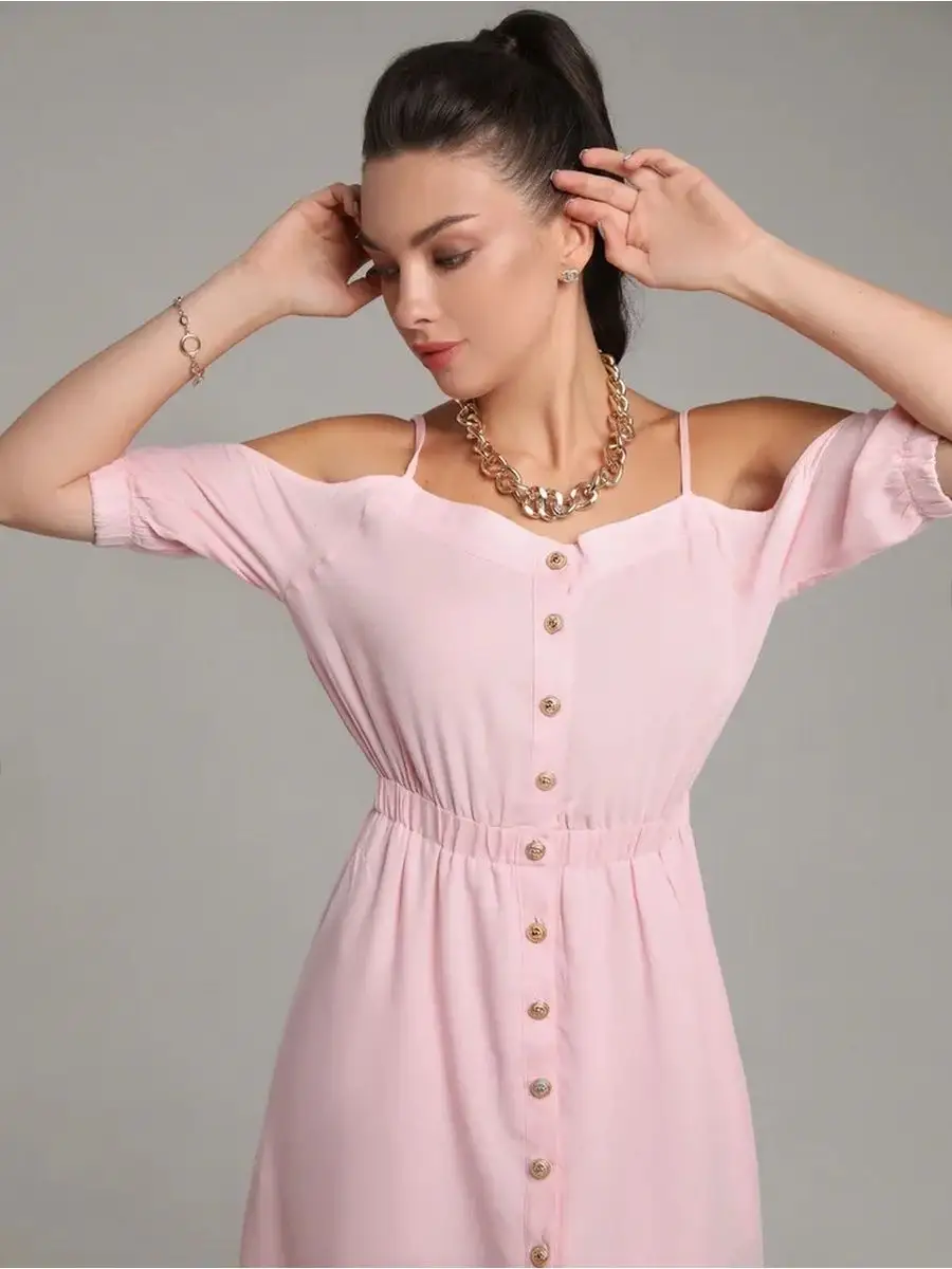 Розовое платье летнее нарядное