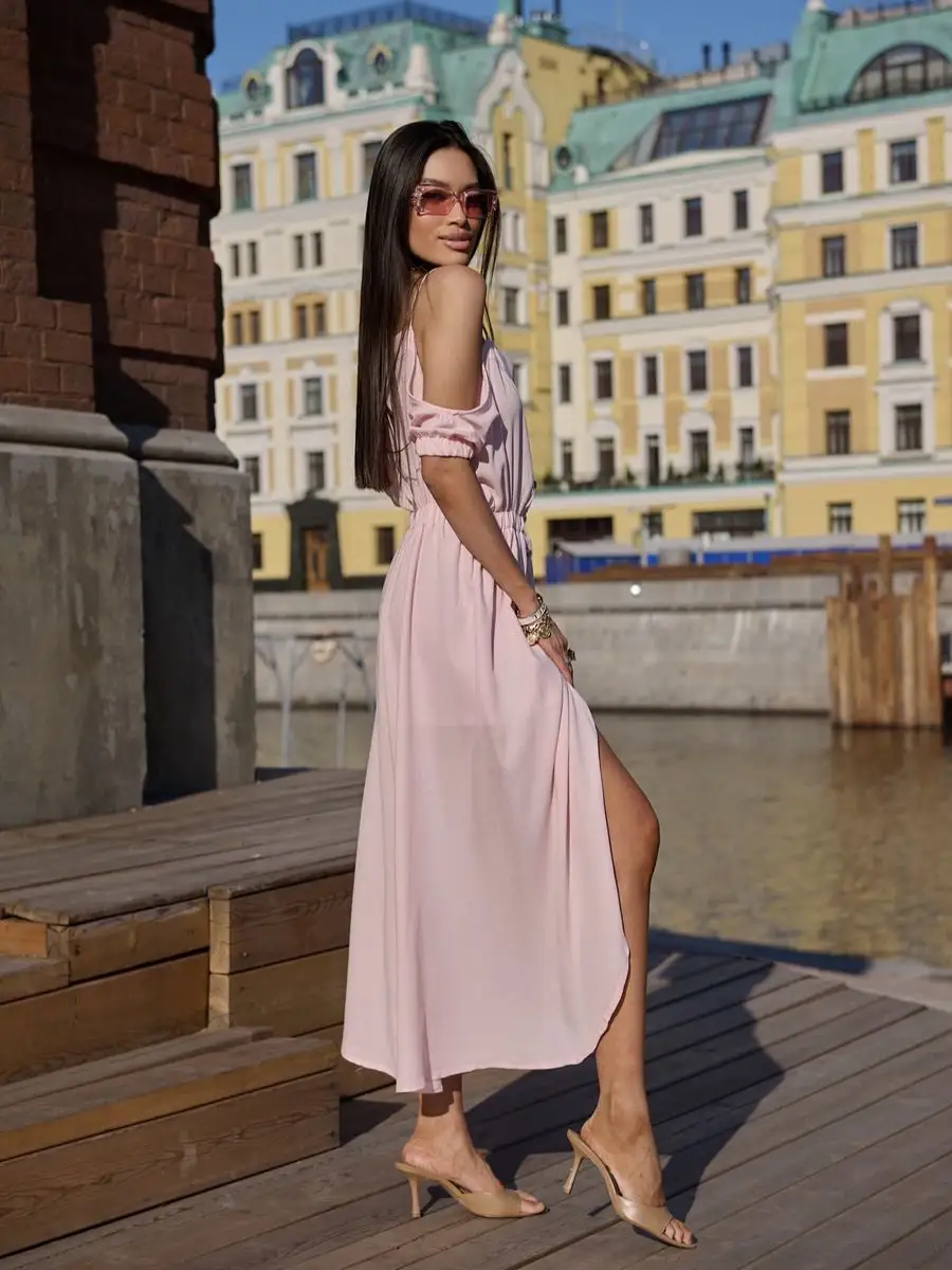 Розовое платье летнее нарядное