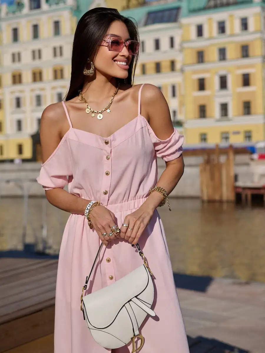 Розовое платье летнее нарядное