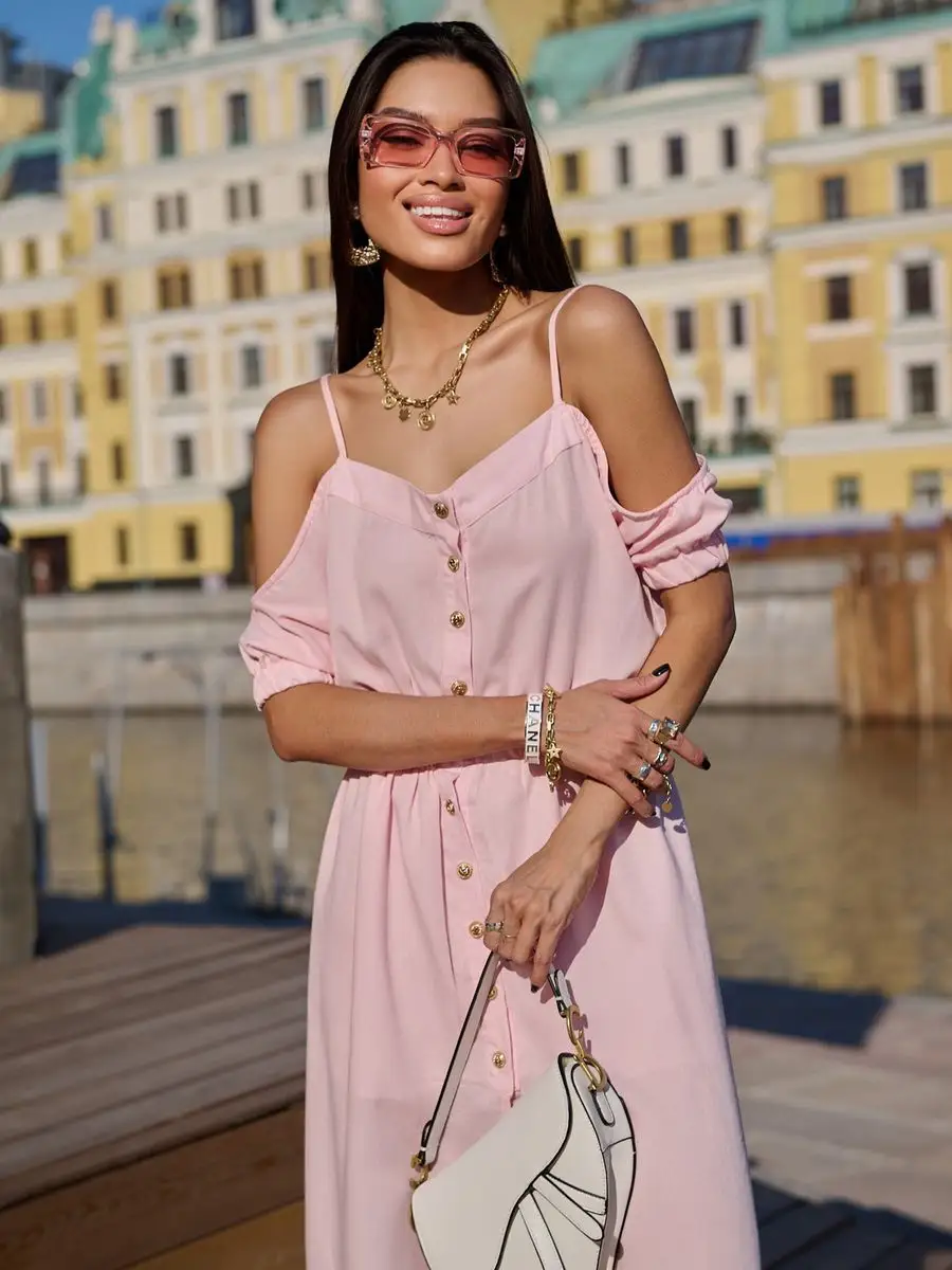 Розовое платье летнее нарядное
