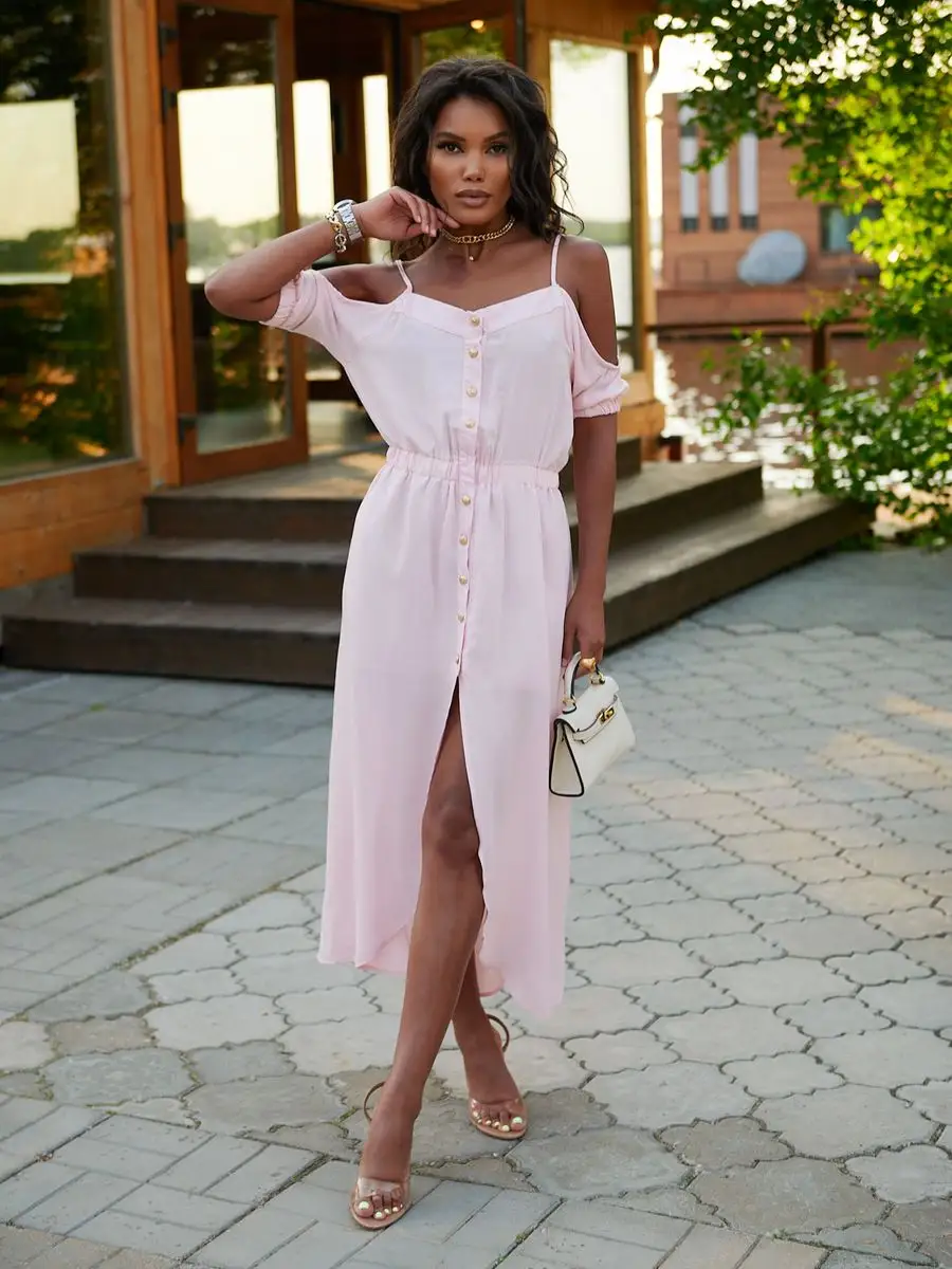 Розовое платье летнее нарядное