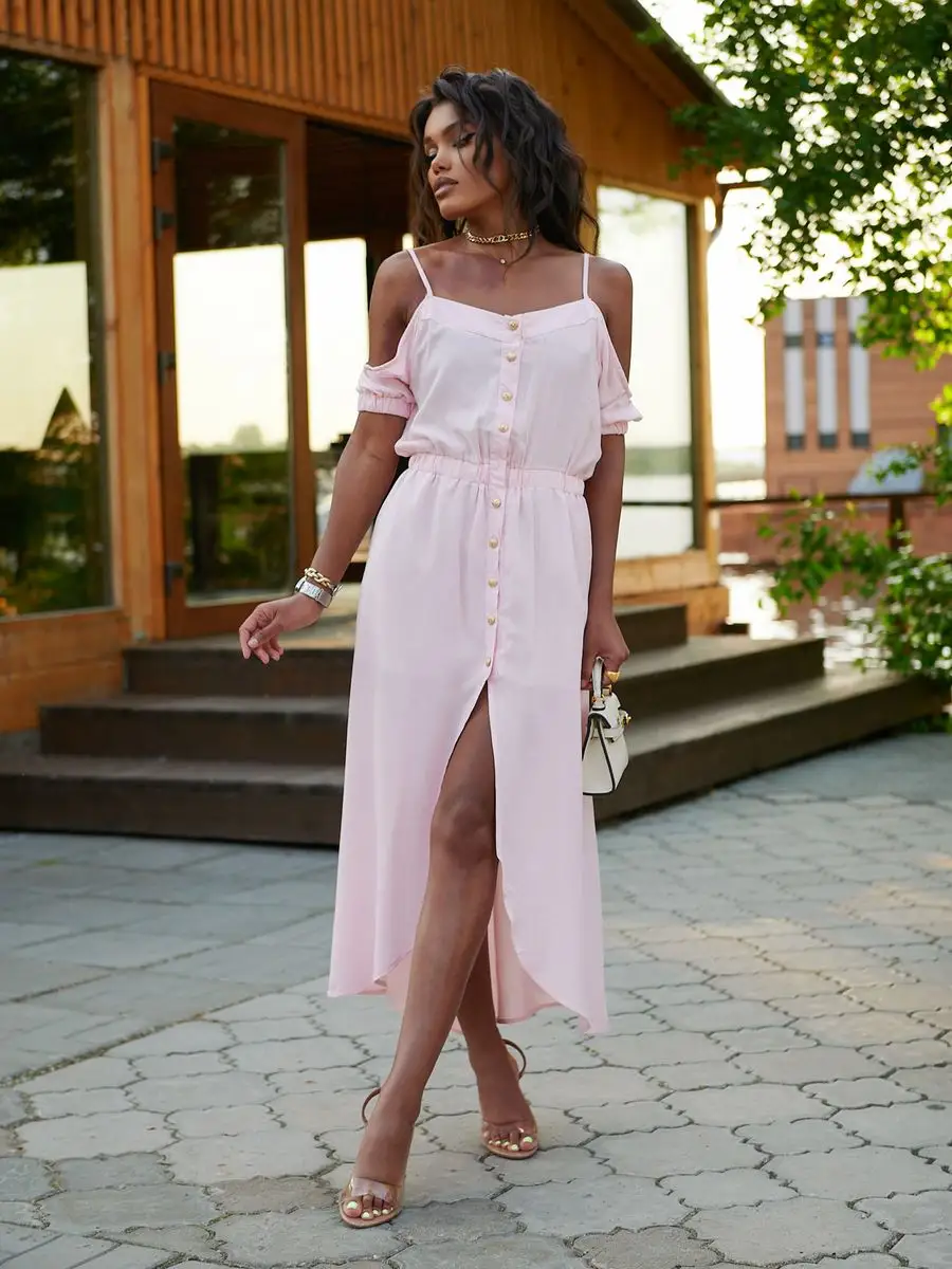 Розовое платье летнее нарядное