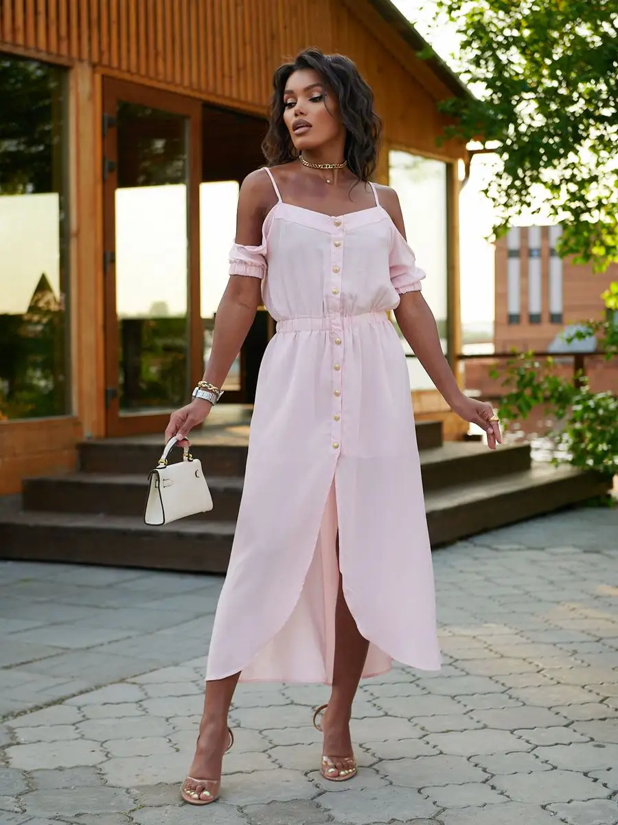 Розовое платье летнее нарядное