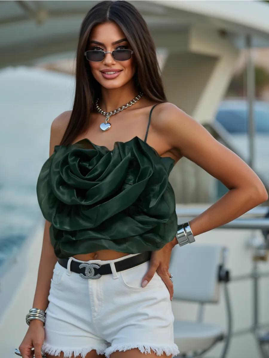 Топ летний вечерний на бретелях с драпировкой