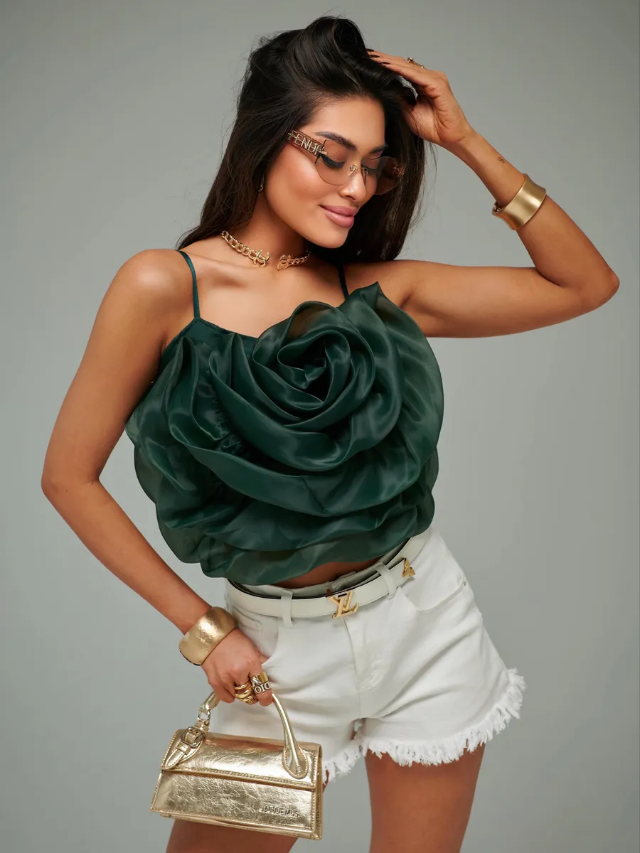 Топ летний вечерний на бретелях с драпировкой