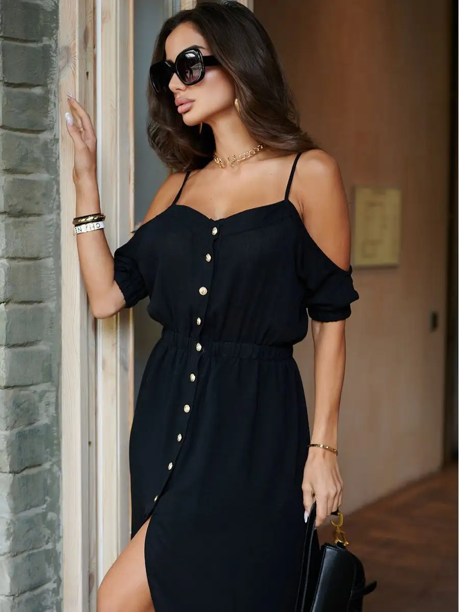 Черное платье летнее нарядное