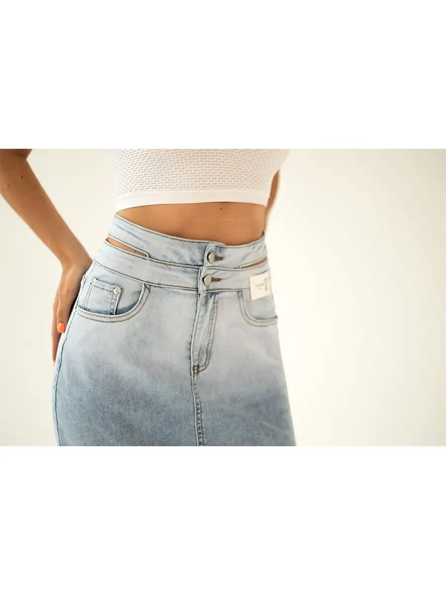 Голубино-синяя юбка джинсовая женская деним юбка