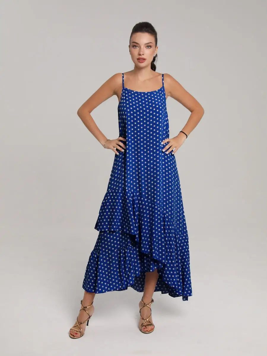 Синее платье женское сарафан летнее