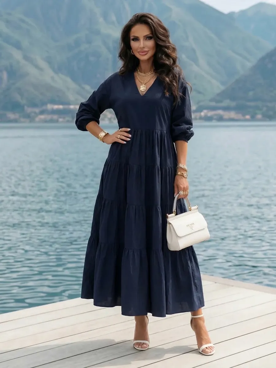 Темно-синее платье длинное больших размеров