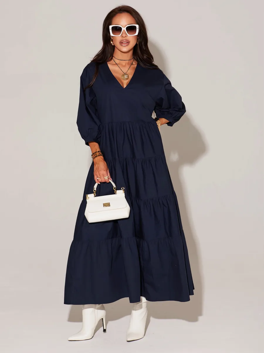 Темно-синее платье длинное больших размеров