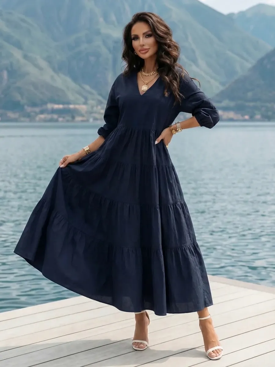 Темно-синее платье длинное больших размеров