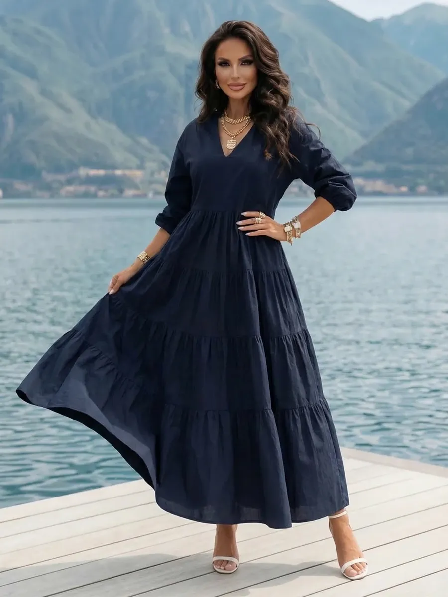 Темно-синее платье длинное больших размеров