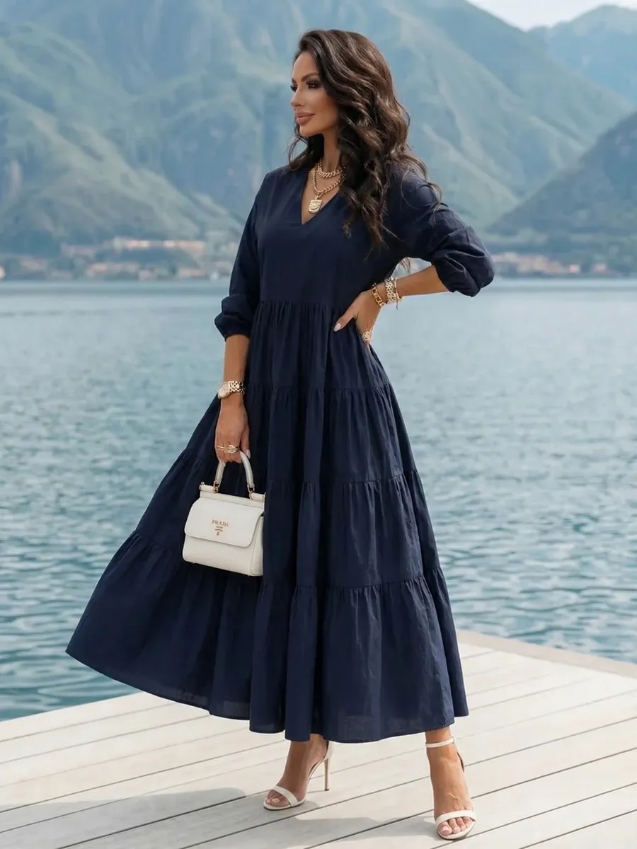 Темно-синее платье длинное больших размеров