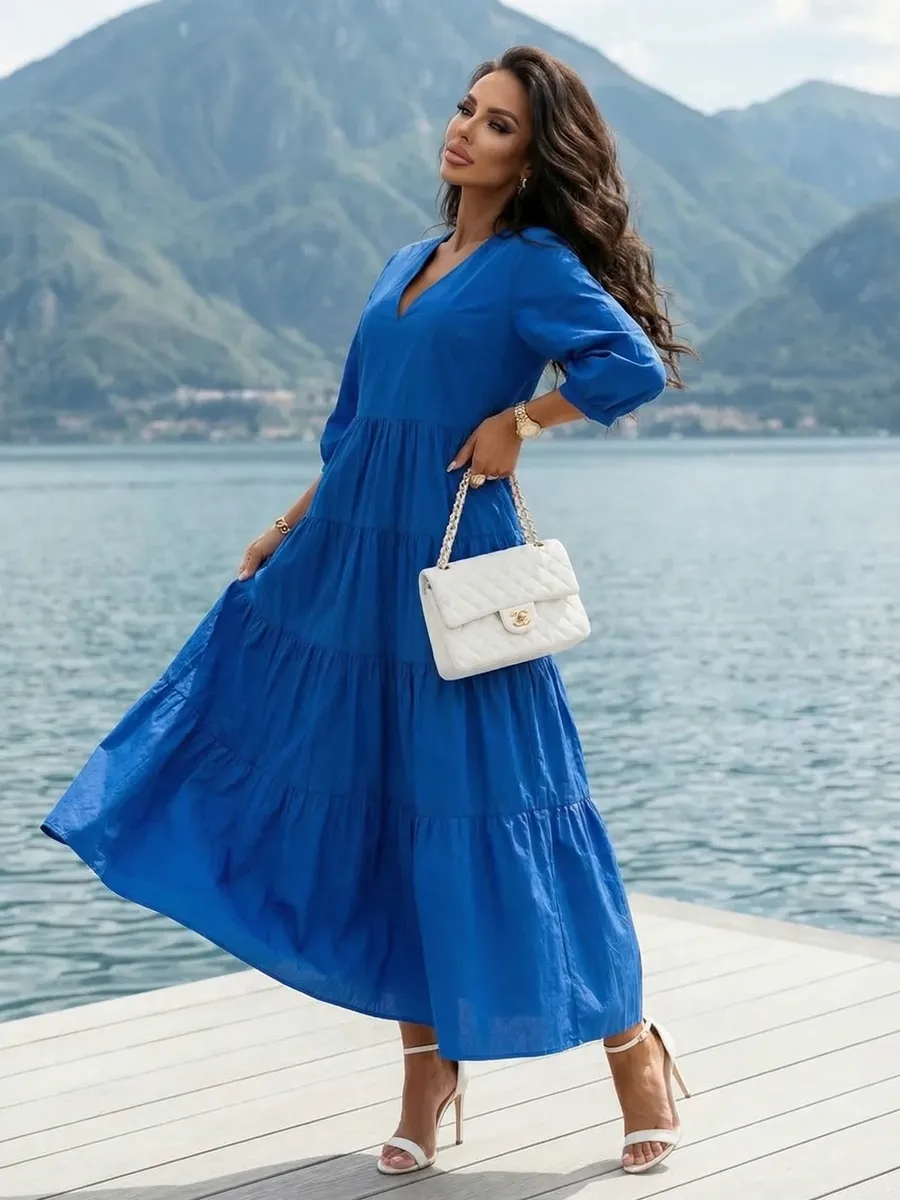 Синее платье длинное больших размеров