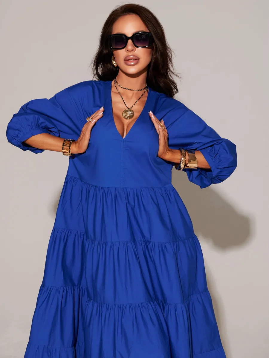 Синее платье длинное больших размеров