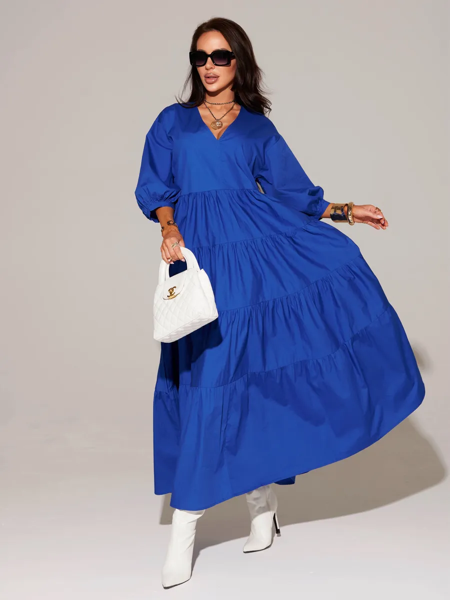 Синее платье длинное больших размеров