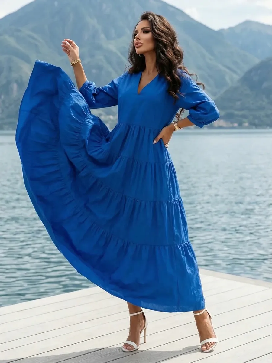 Синее платье длинное больших размеров