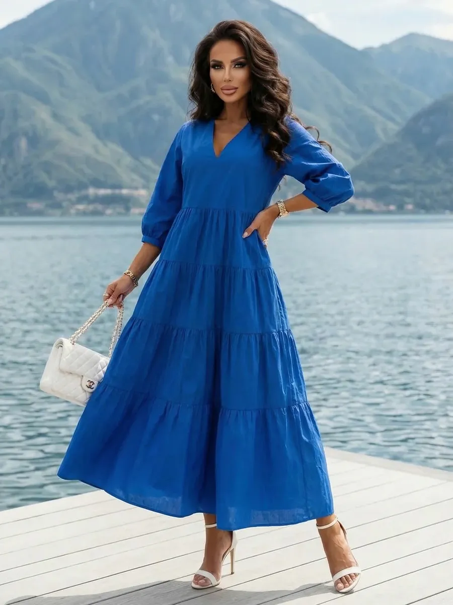 Синее платье длинное больших размеров