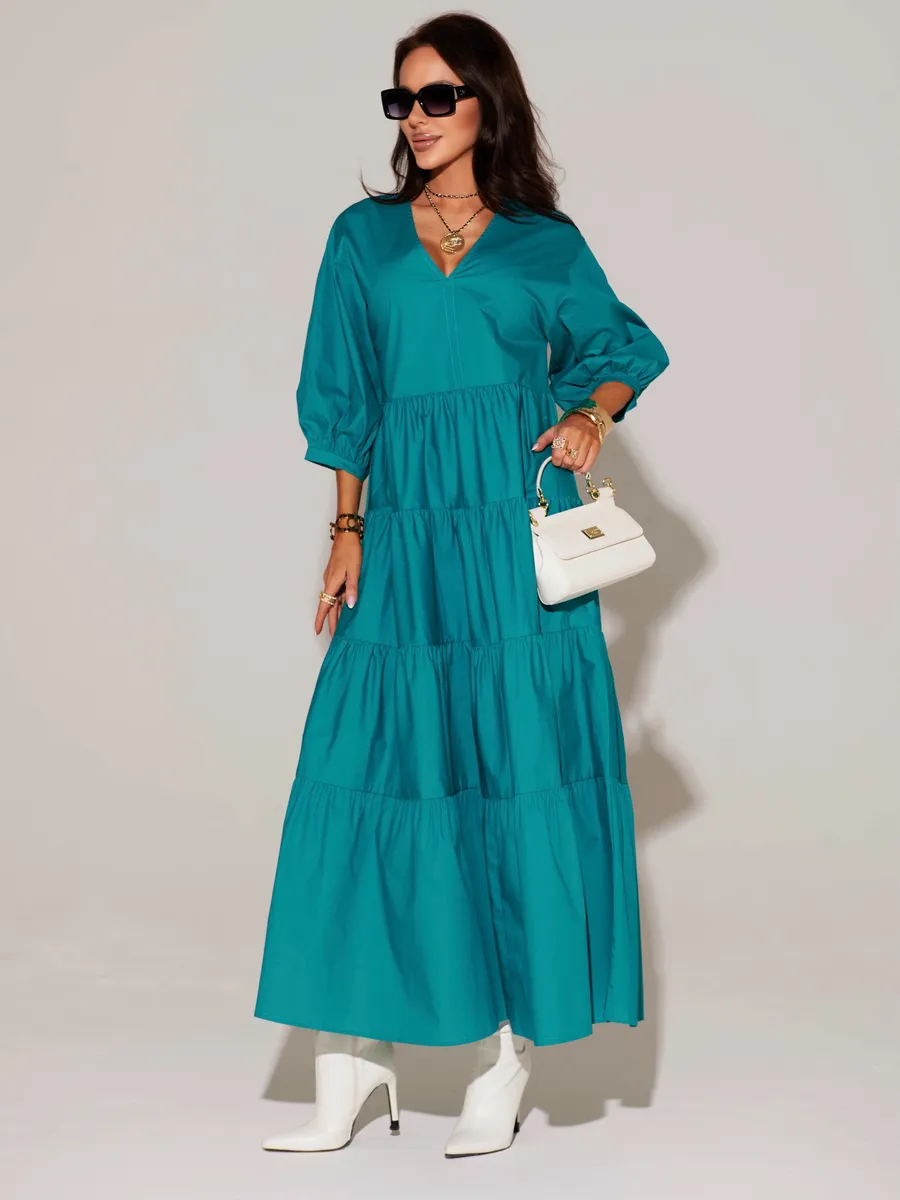 Морская волна платье длинное больших размеров