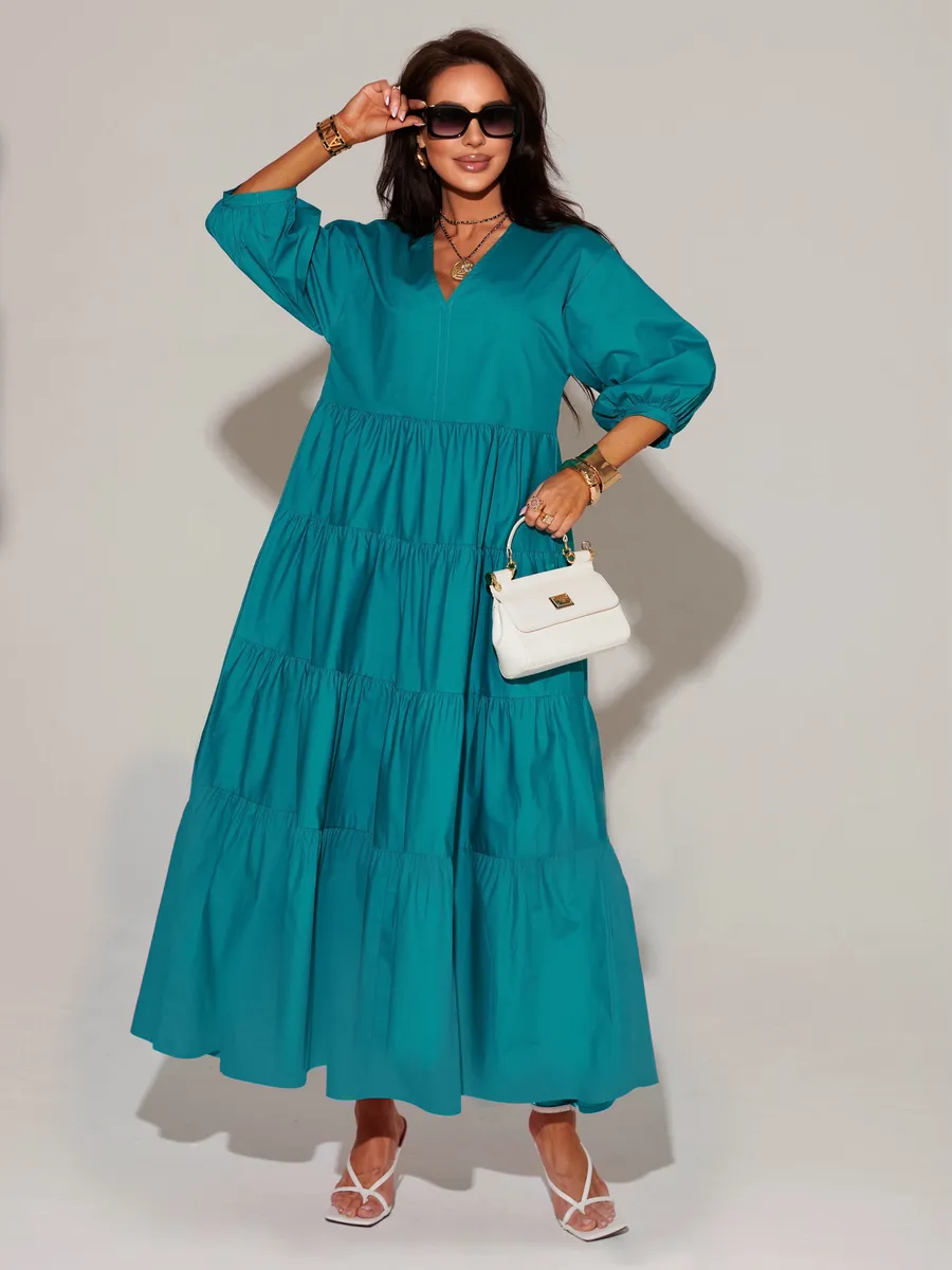 Морская волна платье длинное больших размеров