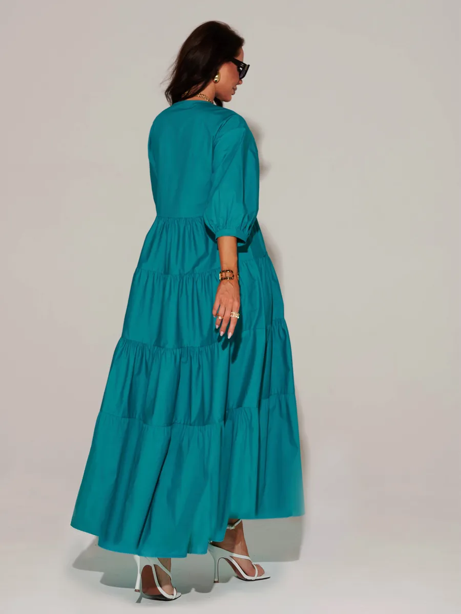 Морская волна платье длинное больших размеров