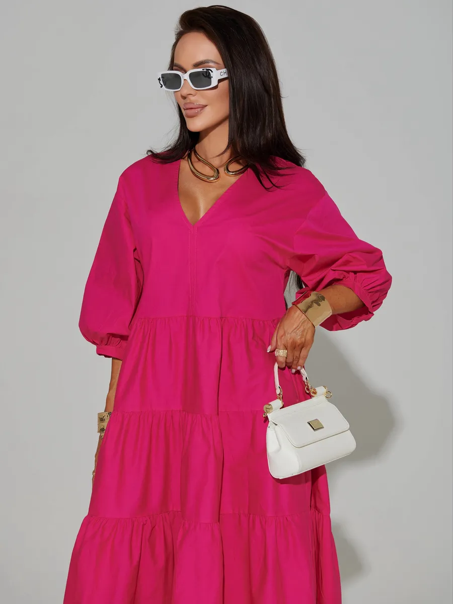 Фуксия платье длинное больших размеров