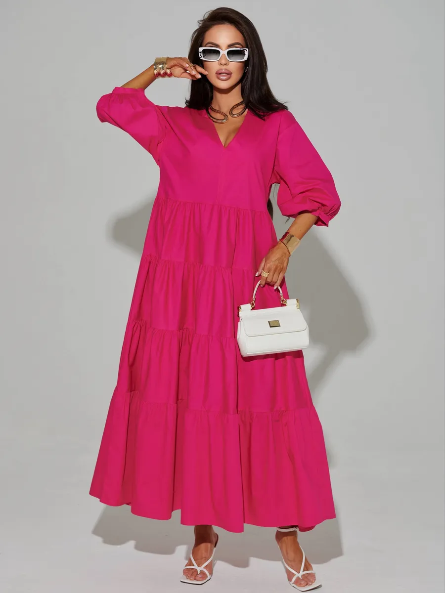 Фуксия платье длинное больших размеров