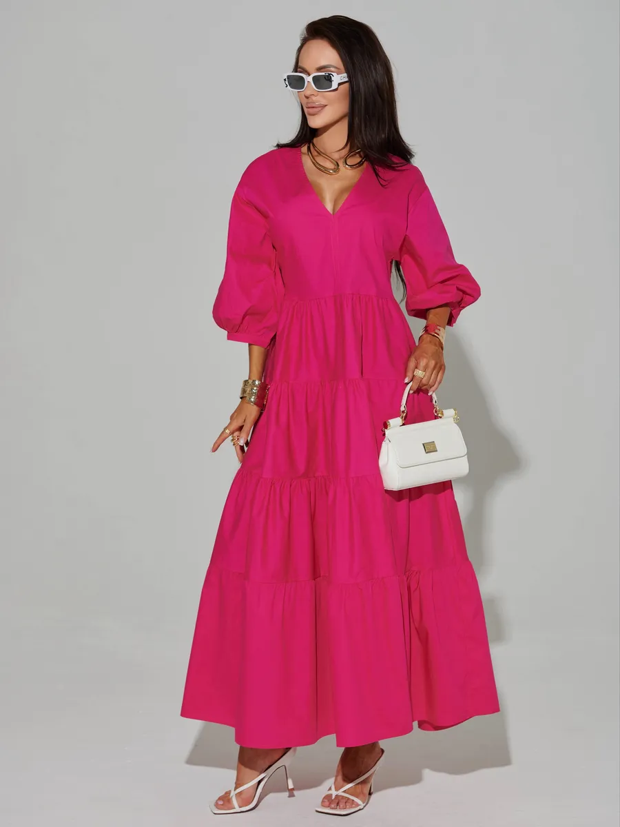 Фуксия платье длинное больших размеров