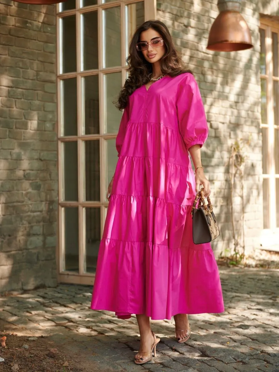 Фуксия платье длинное больших размеров