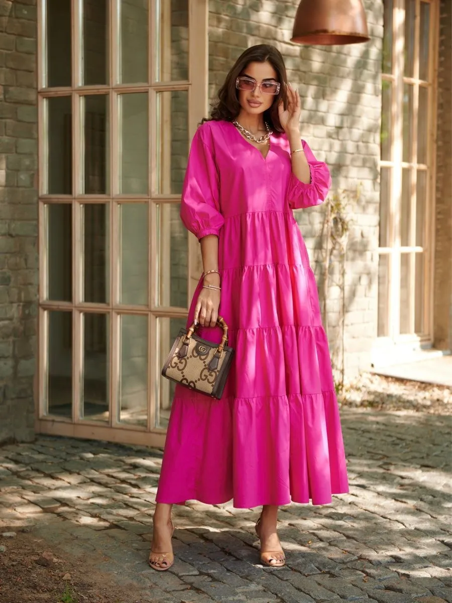 Фуксия платье длинное больших размеров