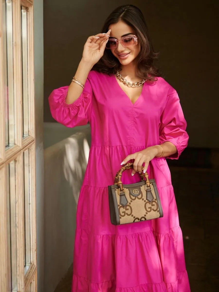 Фуксия платье длинное больших размеров