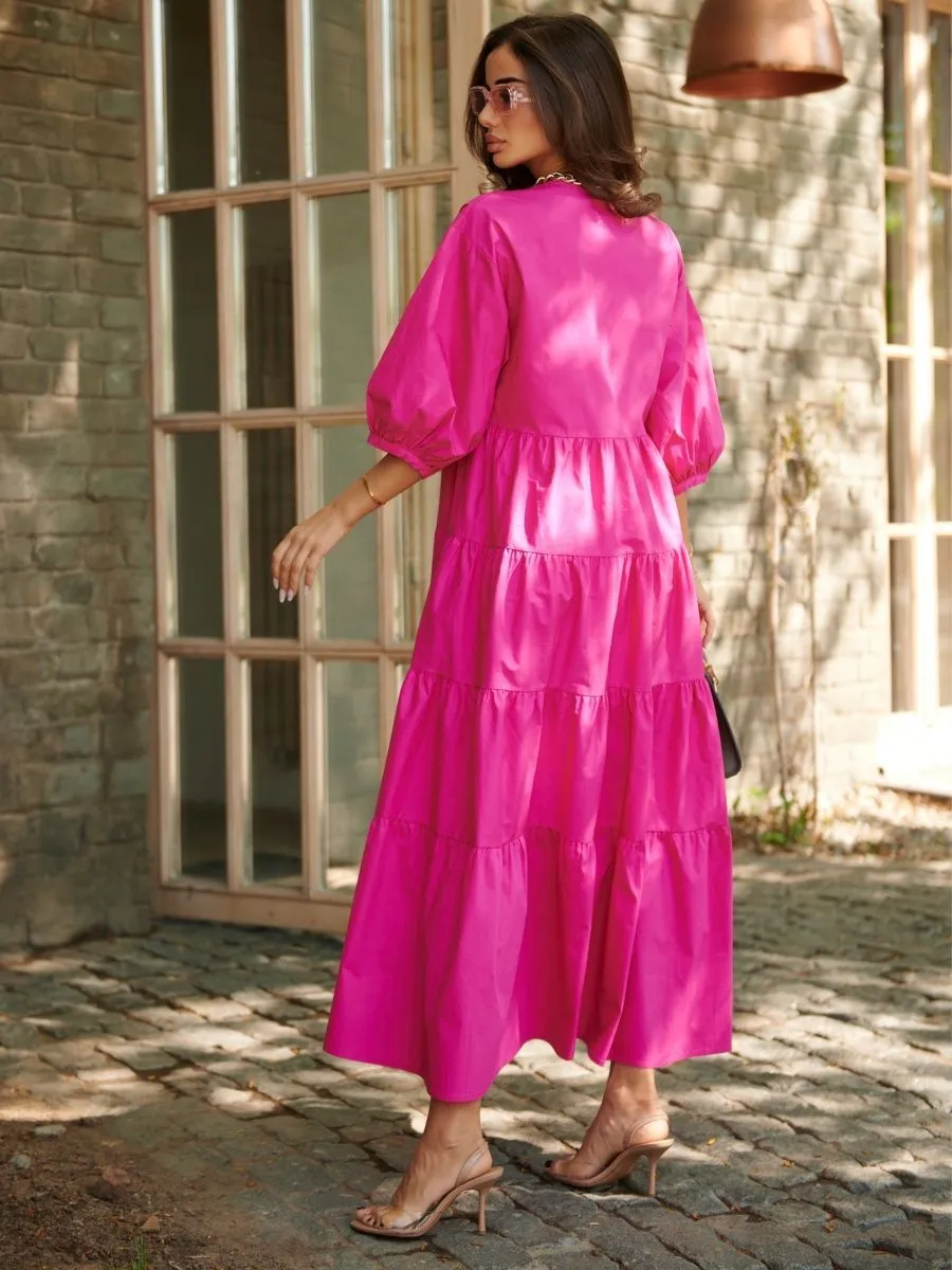 Фуксия платье длинное больших размеров