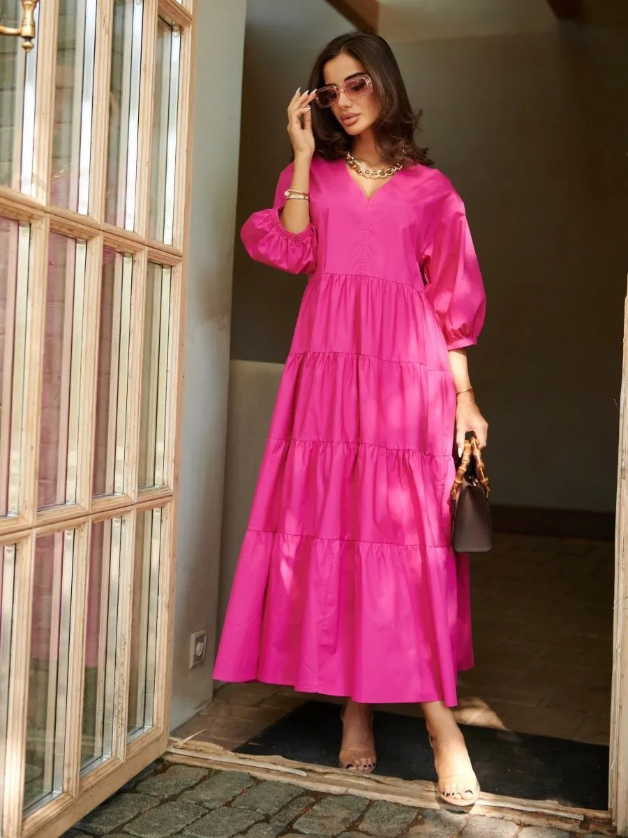 Фуксия платье длинное больших размеров