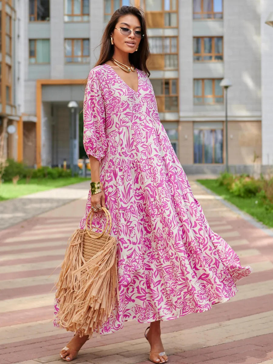 Розовое платье длинное больших размеров