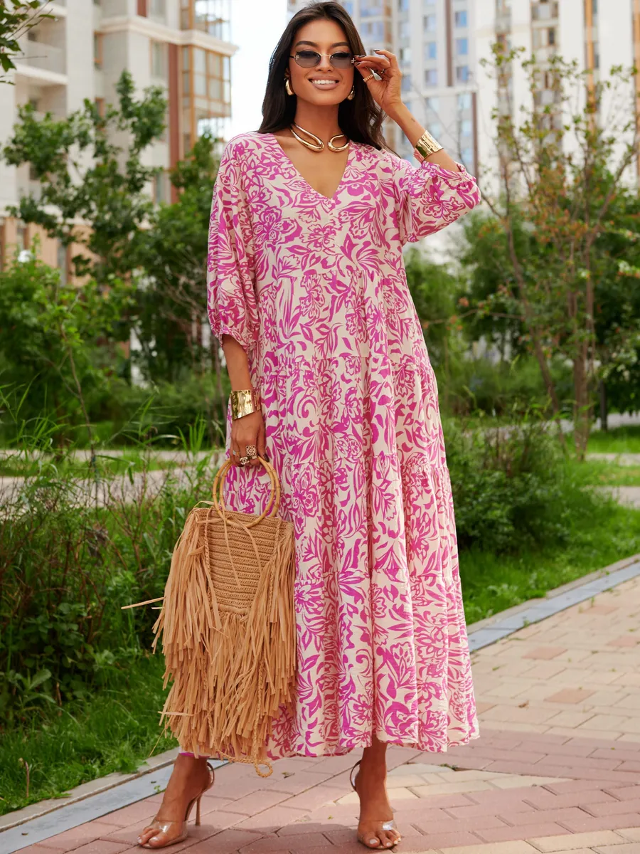 Розовое платье длинное больших размеров