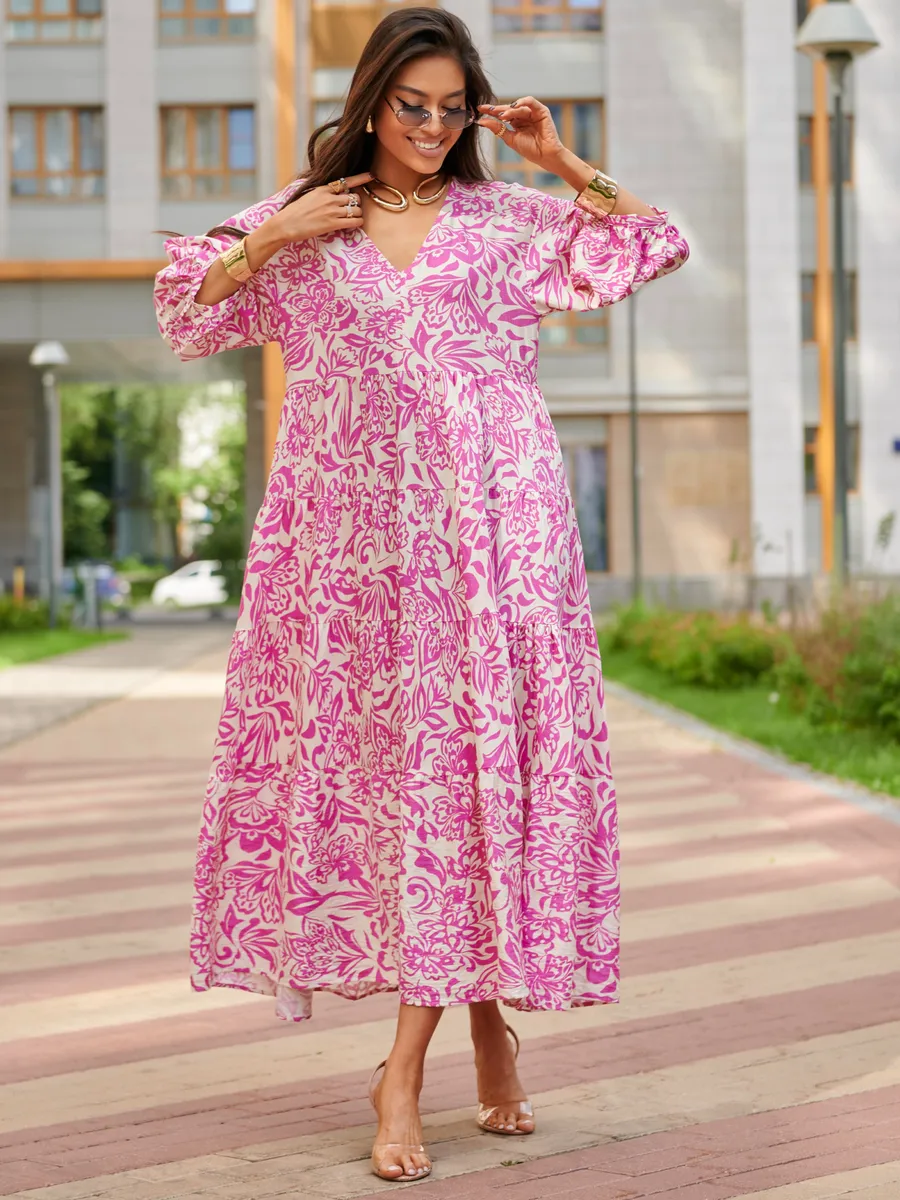 Розовое платье длинное больших размеров