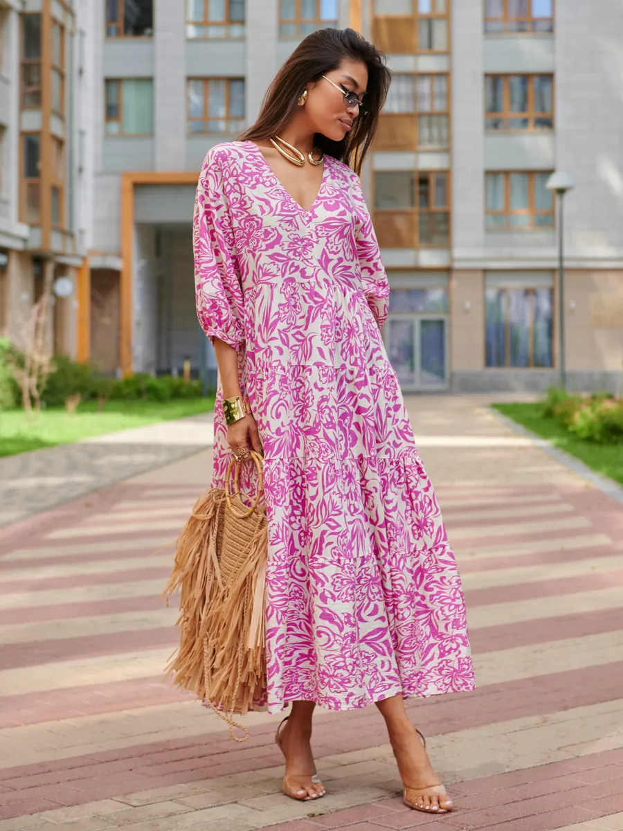 Розовое платье длинное больших размеров