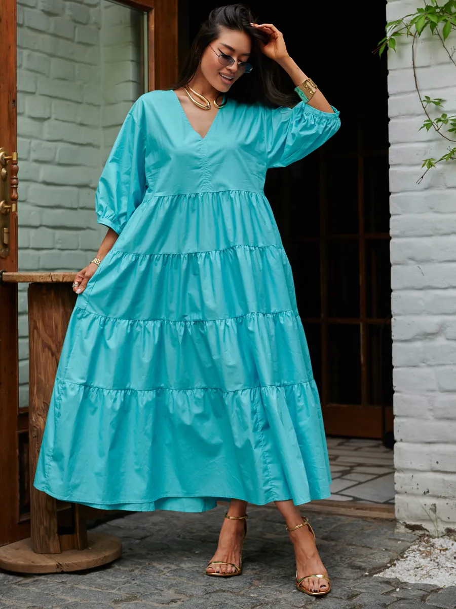 Голубое платье длинное больших размеров