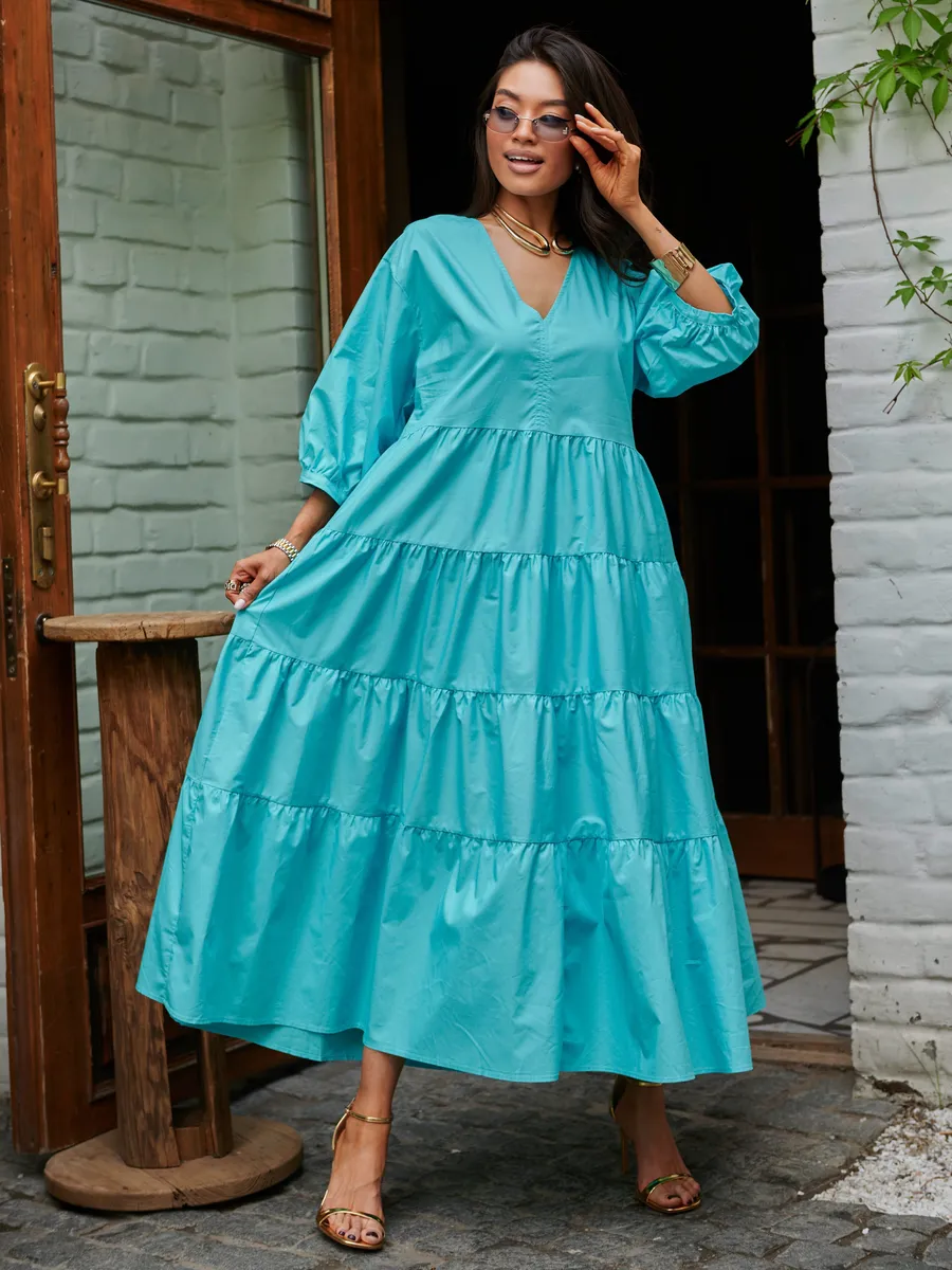 Голубое платье длинное больших размеров