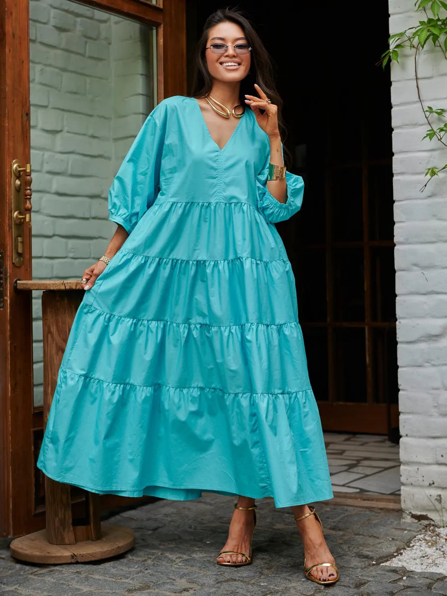 Голубое платье длинное больших размеров