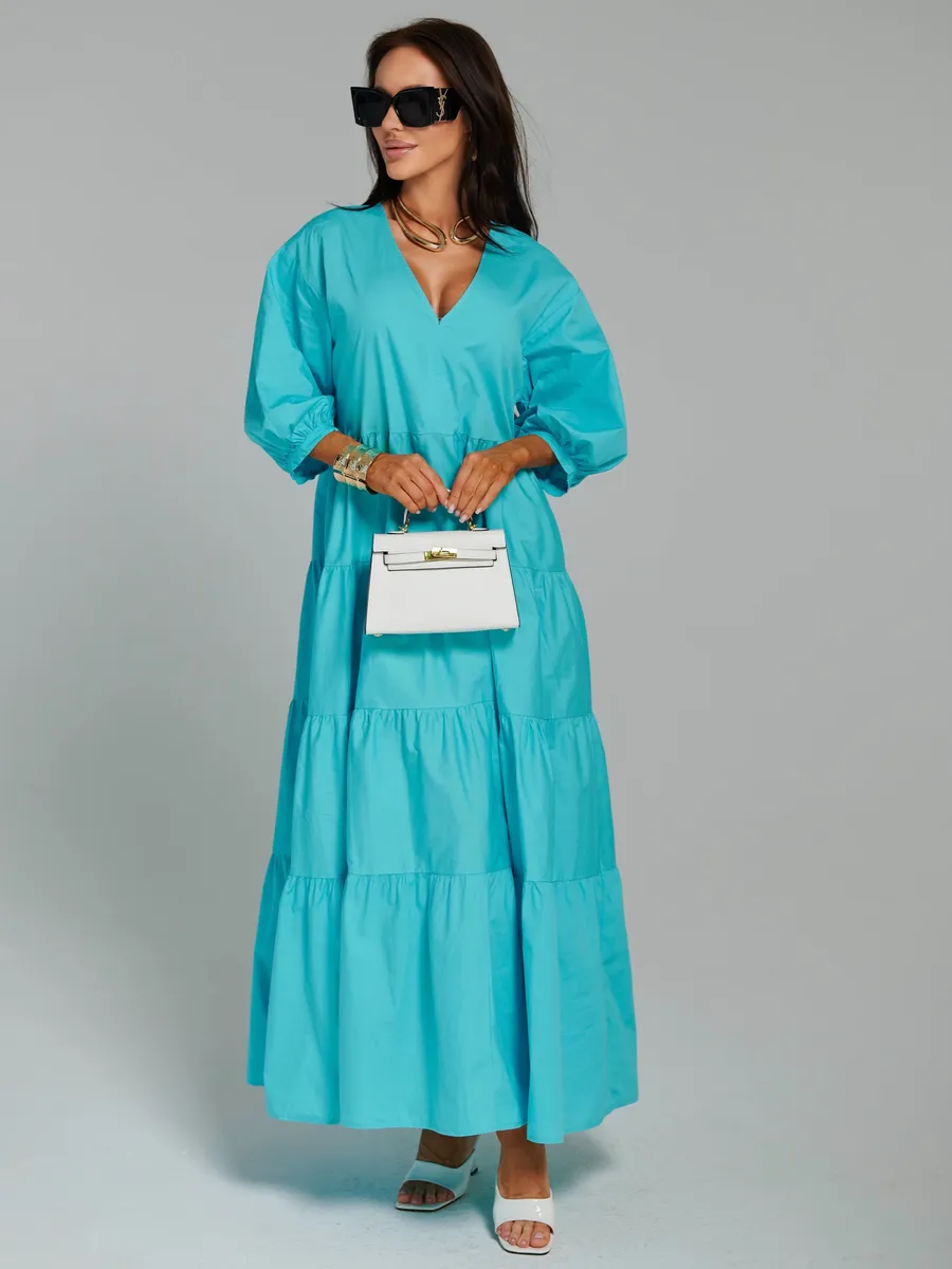 Голубое платье длинное больших размеров