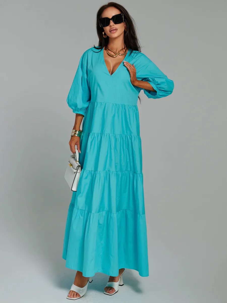 Голубое платье длинное больших размеров