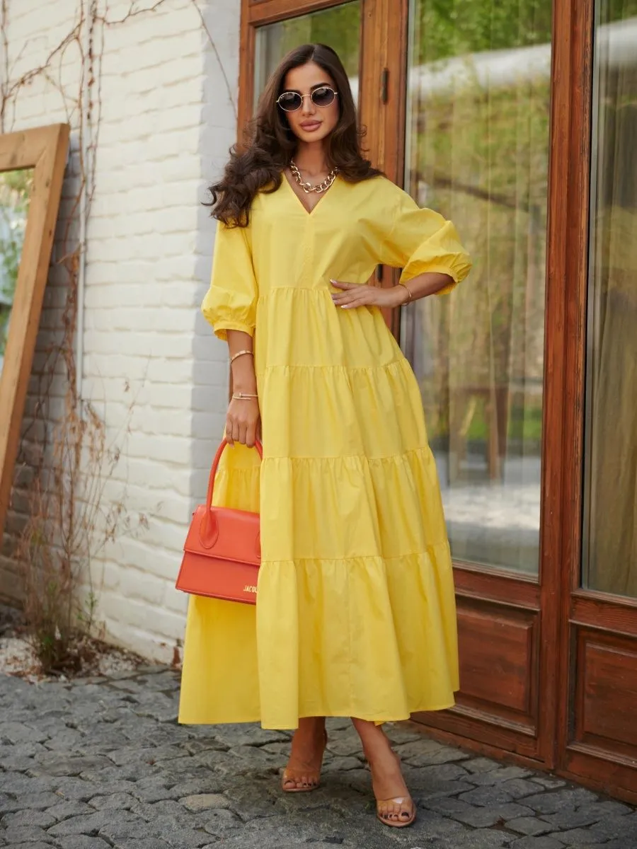 Желтое платье длинное больших размеров