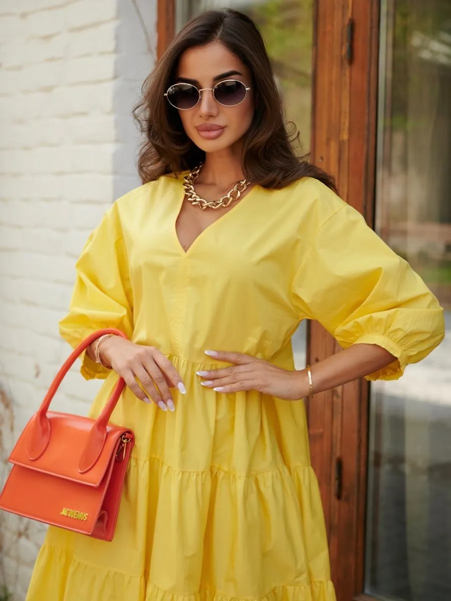 Желтое платье длинное больших размеров