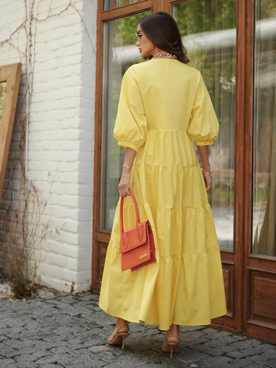 Желтое платье длинное больших размеров